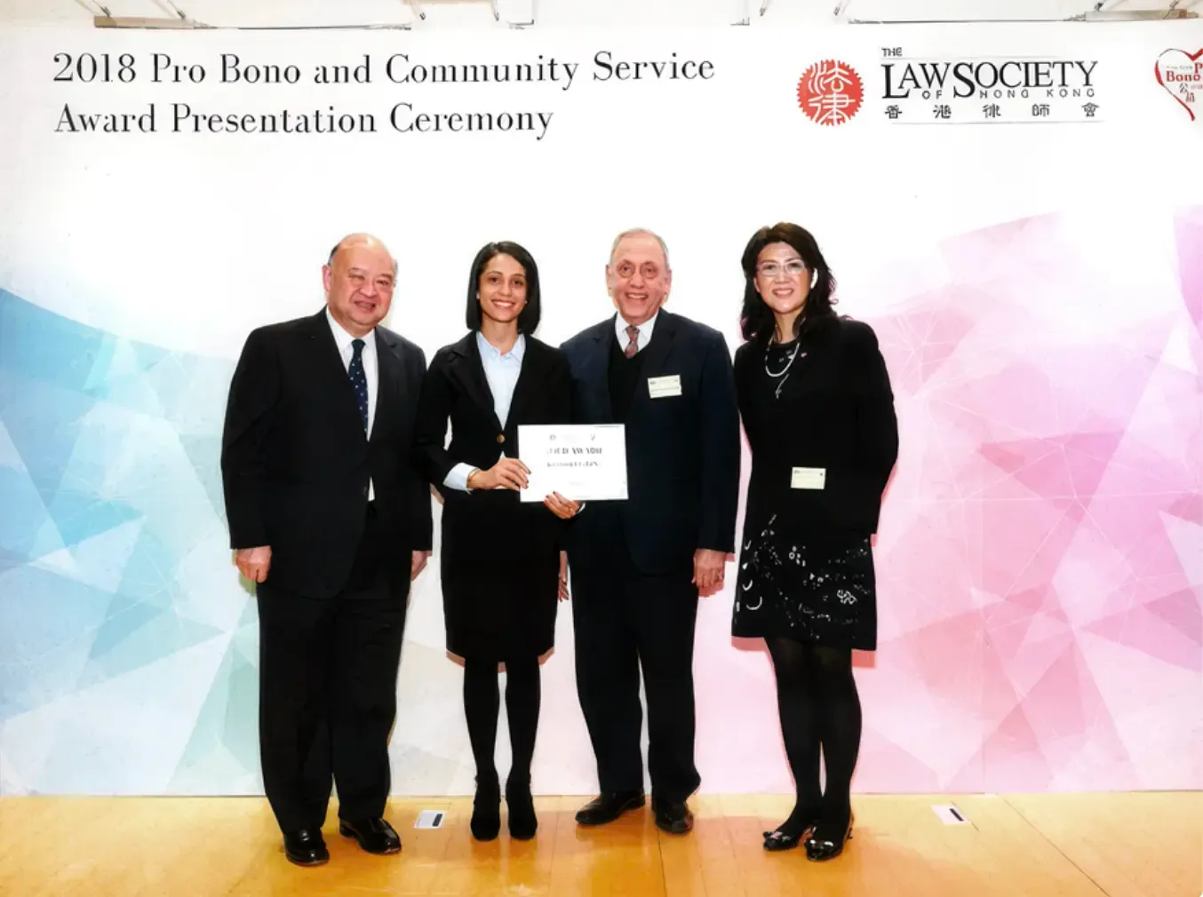 Jal N Karbhari law firm winning the Pro Bono and Community Service Award in Hong Kong